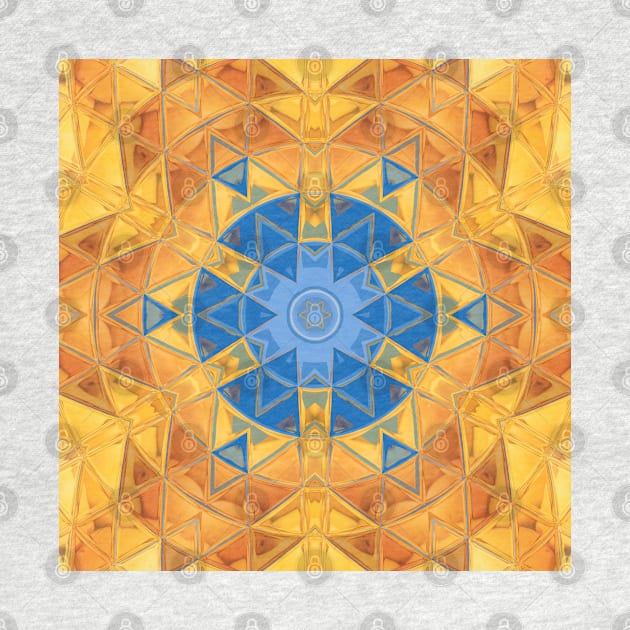 Mosaic Mandala Orange and Blue by WormholeOrbital